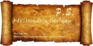 Pálinkás Sándor névjegykártya
